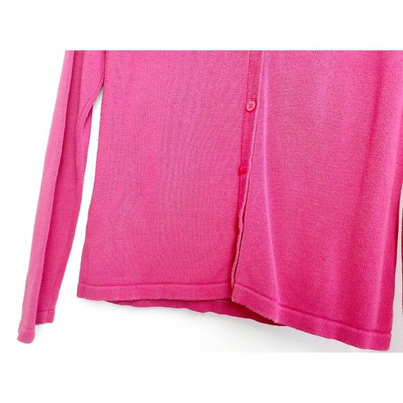 Chestnut Hill 100% Cotton Knit Womens VNeck Button Pink Cardigan S - Picture 7 of 11